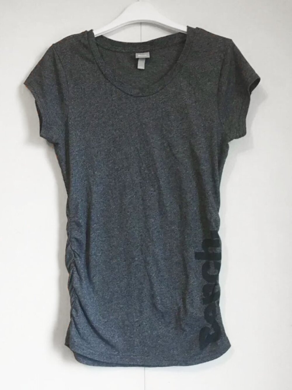 LOT OF 2 Bench Cotton Tees Heather Grey Ruched Side & Blue Crossback Tee